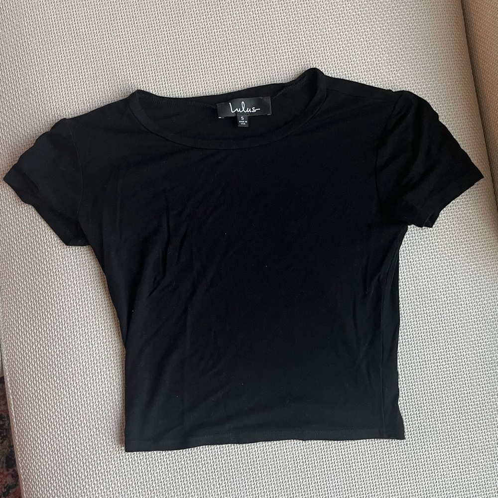 Lulu’s black cropped tshirt, size Small